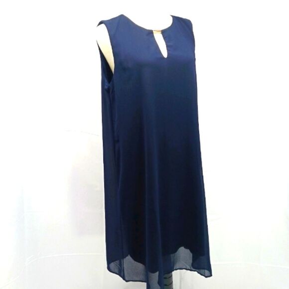 NWOT Signature Collection Double Layer Chiffon Sleeveless A-Line Midi Dress L... - Picture 1 of 15
